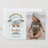 サーフズアップビーチ誕生日招待状フォトカード 招待状 (正面)