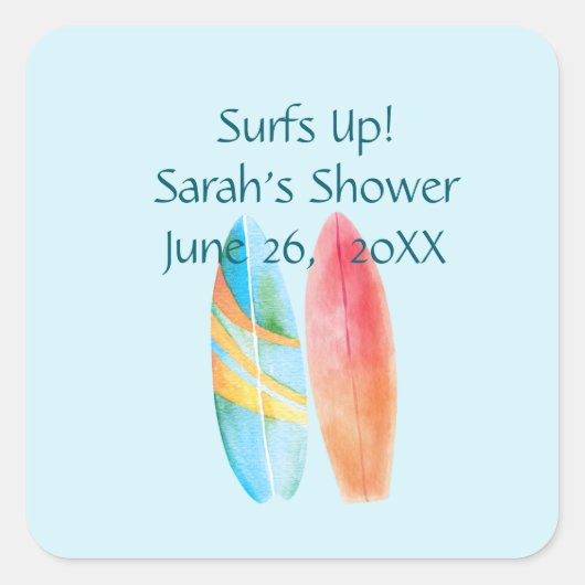 サーフズアップブルー スクエアシール (正面)