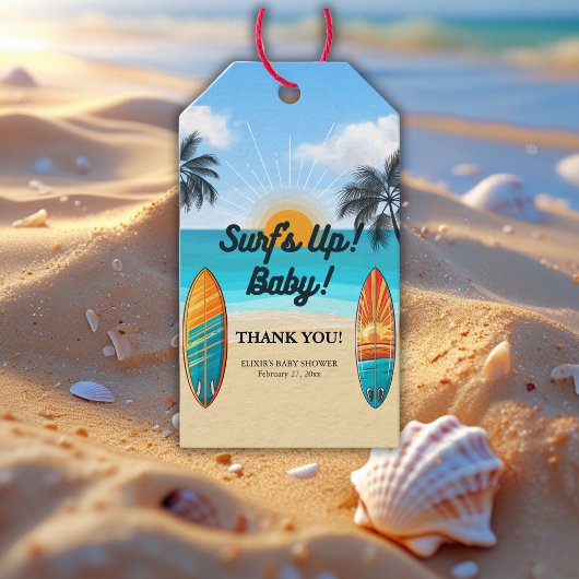 サーフズアップベビー – ベビーシャワー ギフトタグ