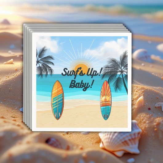 サーフズアップベビー – ベビーシャワー スタンダードカクテルナプキン