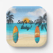 サーフズアップベビー – ベビーシャワー ペーパープレート (正面)