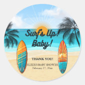 サーフズアップベビー – ベビーシャワー ラウンドシール (正面)