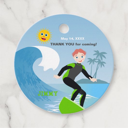 サーフズアップボーイバースデーパーティー フェイバータグ (正面)