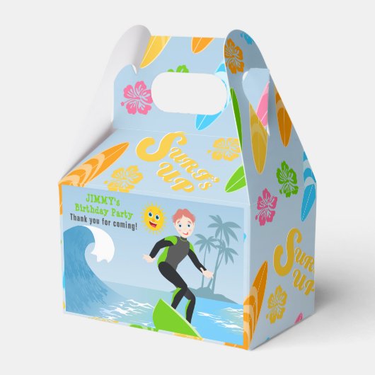サーフズアップボーイバースデーパーティー フェイバーボックス (正面サイド)