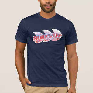 サーフズアップメンズレッド&ブルーTシャツ Tシャツ