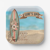 サーフズアップヴィンテージフローラベビーシャワー ペーパープレート (正面)