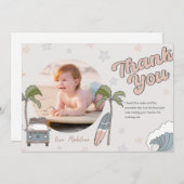 サーフズアップ海誕生日サンキューカード 招待状 (正面/裏面)