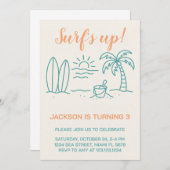 サーフズアップ誕生日招待状 招待状 (正面/裏面)