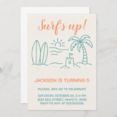 サーフズアップ誕生日招待状 招待状 (正面/裏面)