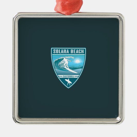 サーフソラナビーチカリフォルニア メタルオーナメント (正面)
