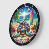 サーフタートルビーチウェルカムクロック ラージ壁時計 (傾斜)