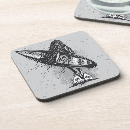 サーフハワイサーファーサマー | ヴィンテージサーファー女子 コースター (左側)