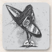 サーフハワイサーファーサマー | ヴィンテージサーファー女子 コースター (正面)