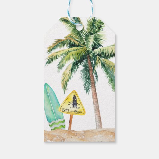 サーフバースデーパーティーメッセージカード ギフトタグ (裏面)