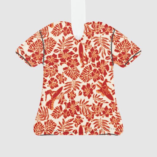 サーフパラオハワイアンハイビスカスアロハシャツ – 赤 オーナメント (裏面)