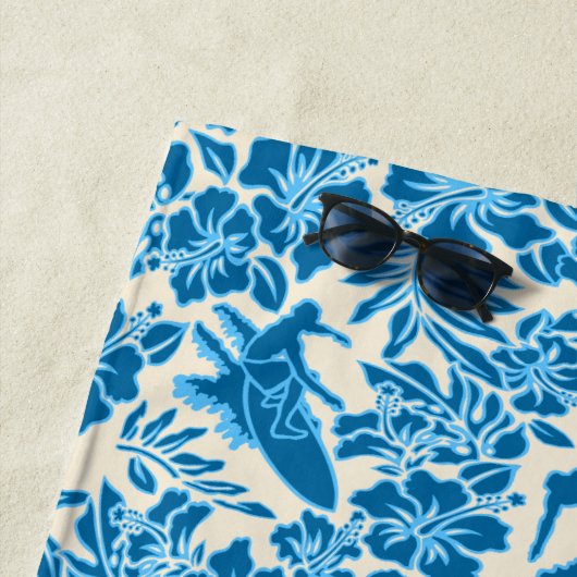 サーフパレーハワイアンハイビスカスアロハブルー ビーチタオル (インサイチュ)