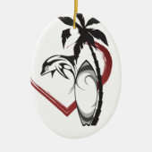 サーフパーソナライズされたボードnドルフィンサーフィンクリスマス セラミックオーナメント (正面)