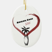 サーフパーソナライズされたボードnドルフィンサーフィンクリスマス セラミックオーナメント (裏面)