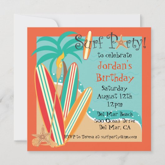 サーフパーティの招待状 招待状 (正面)