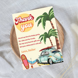 サーフビーチの誕生日パーティーお礼カード 招待状