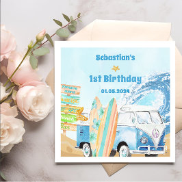 サーフビーチバースデーパーティナプキンス スタンダードカクテルナプキン