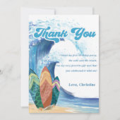 サーフビーチバースデーパーティーサンキューカード 招待状 (正面)