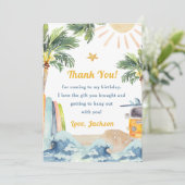 サーフビーチバースデーパーティーサンキューカード 招待状 (スタンド正面)