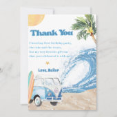 サーフビーチバースデーパーティーサンキューカード 招待状 (正面)