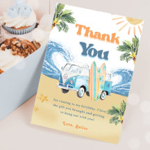 サーフビーチバースデーパーティーサンキューカード