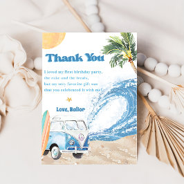 サーフビーチバースデーパーティーサンキューカード 招待状