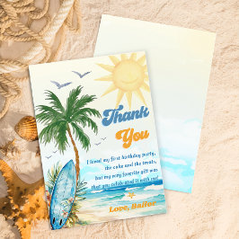サーフビーチバースデーパーティーサンキューカード 招待状