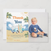 サーフビーチバースデーパーティーサンキューカード 招待状 (正面)