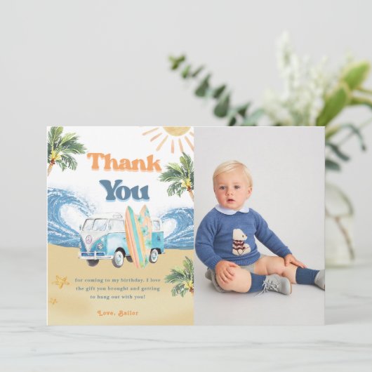 サーフビーチバースデーパーティーサンキューカード 招待状 (スタンド正面)