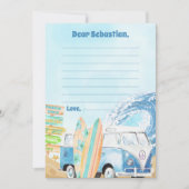 サーフビーチバースデーパーティーサンキューカード 招待状 (正面)