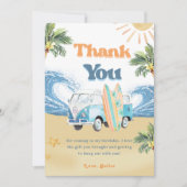 サーフビーチバースデーパーティーサンキューカード 招待状 (正面)