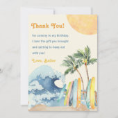 サーフビーチバースデーパーティーサンキューカード 招待状 (正面)
