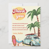 サーフビーチバースデーパーティーサンキューカード 招待状 (正面)