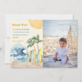 サーフビーチバースデーパーティーサンキューカード 招待状 (正面)