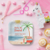 サーフビーチベビーオンボードベビーシャワー ペーパープレート (パーティー)