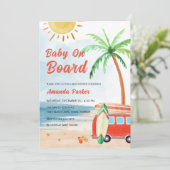 サーフビーチベビーオンボードベビーシャワー 招待状 (スタンド正面)