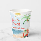 サーフビーチベビーオンボードベビーシャワー 紙コップ (裏面)