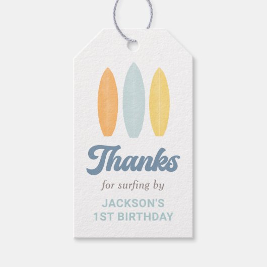 サーフビーチ子供の誕生日パーティー ギフトタグ (正面)