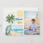 サーフビーチ誕生日パーティフォトサンキューカード 招待状 (正面)