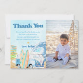 サーフビーチ誕生日パーティフォトサンキューカード 招待状 (正面)