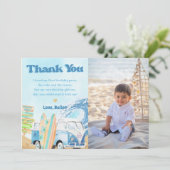 サーフビーチ誕生日パーティフォトサンキューカード 招待状 (スタンド正面)