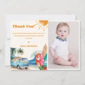 サーフビーチ誕生日パーティフォトサンキューカード 招待状 (正面)