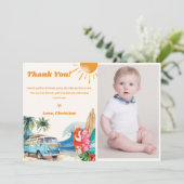 サーフビーチ誕生日パーティフォトサンキューカード 招待状 (スタンド正面)