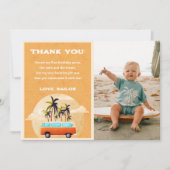 サーフビーチ誕生日パーティフォトサンキューカード 招待状 (正面)