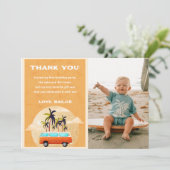 サーフビーチ誕生日パーティフォトサンキューカード 招待状 (スタンド正面)