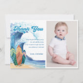 サーフビーチ誕生日パーティフォトサンキューカード 招待状 (正面)